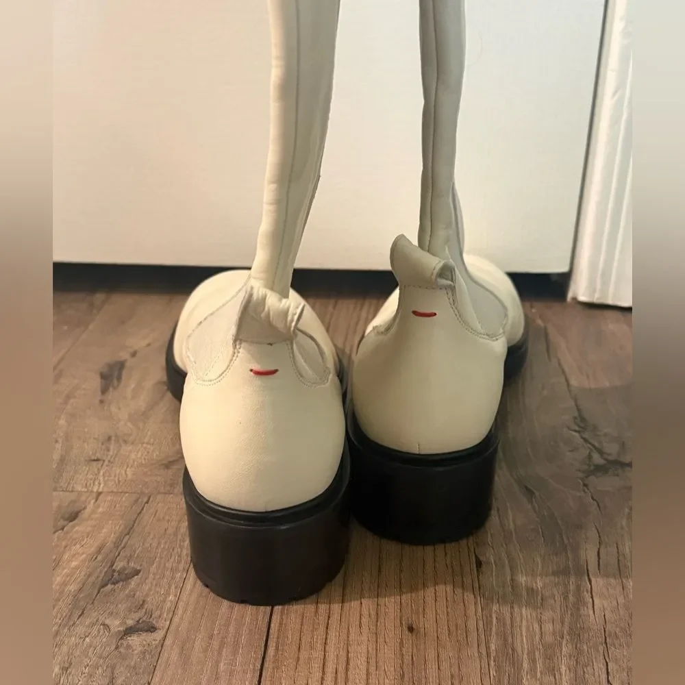 Aeyde Blanca 40mm Round Toe Leather Knee High Boots